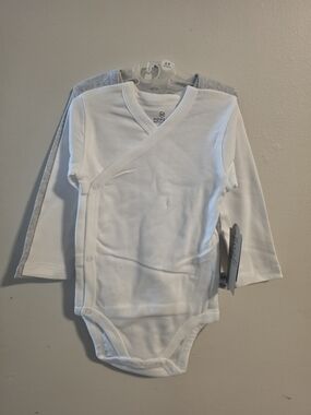 Honest Baby Clothing 100% Organic White & Gray Baby Wrap Bodysuit